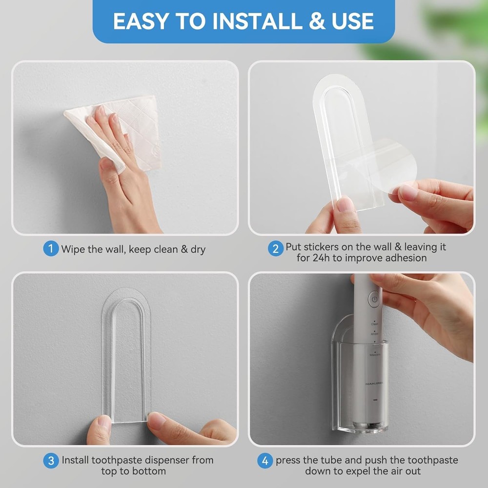 MOPMS Electric Toothbrush Holders, Wall Mounted Tooth Brushing Clear- 2pcs