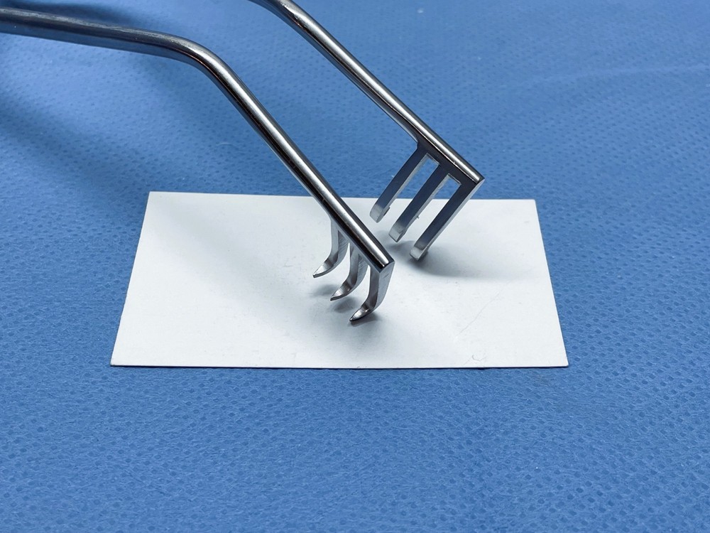 Codman 50-1362 Adson Retractor, 9.5", Angled, 3x3 Sharp Prongs, Germany