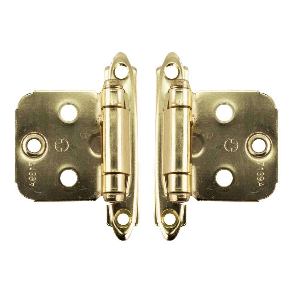 Polished Brass Self-Closing Variable Overlay Flush Cabinet Hinge - pack of 2