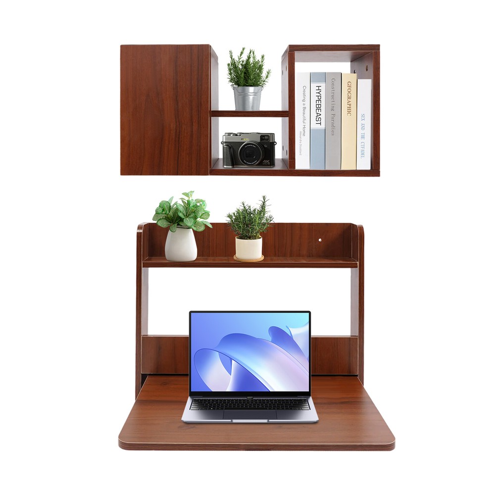 Wall Mounted Bookshelf 2-tier Wall Mounted Writing Table Folding Space Saving