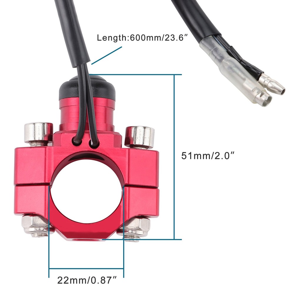Motorcycle Switch Horn Handlebar Mount Push Button Momentary Start Universal Red