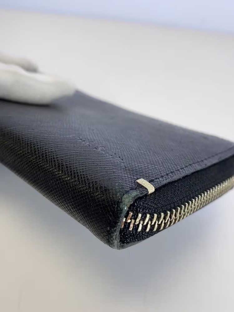 Paul Smith Long Wallet Leather Black Plain Men's
