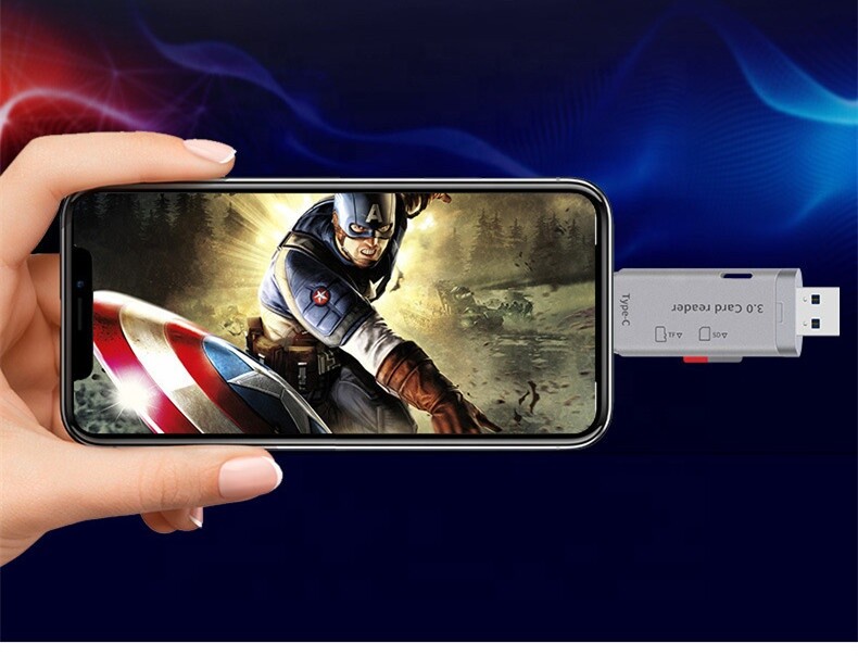 Micro SD Card Reader Adapter to USB 3.0 Type C/Micro USB/USB A Converter Macbook