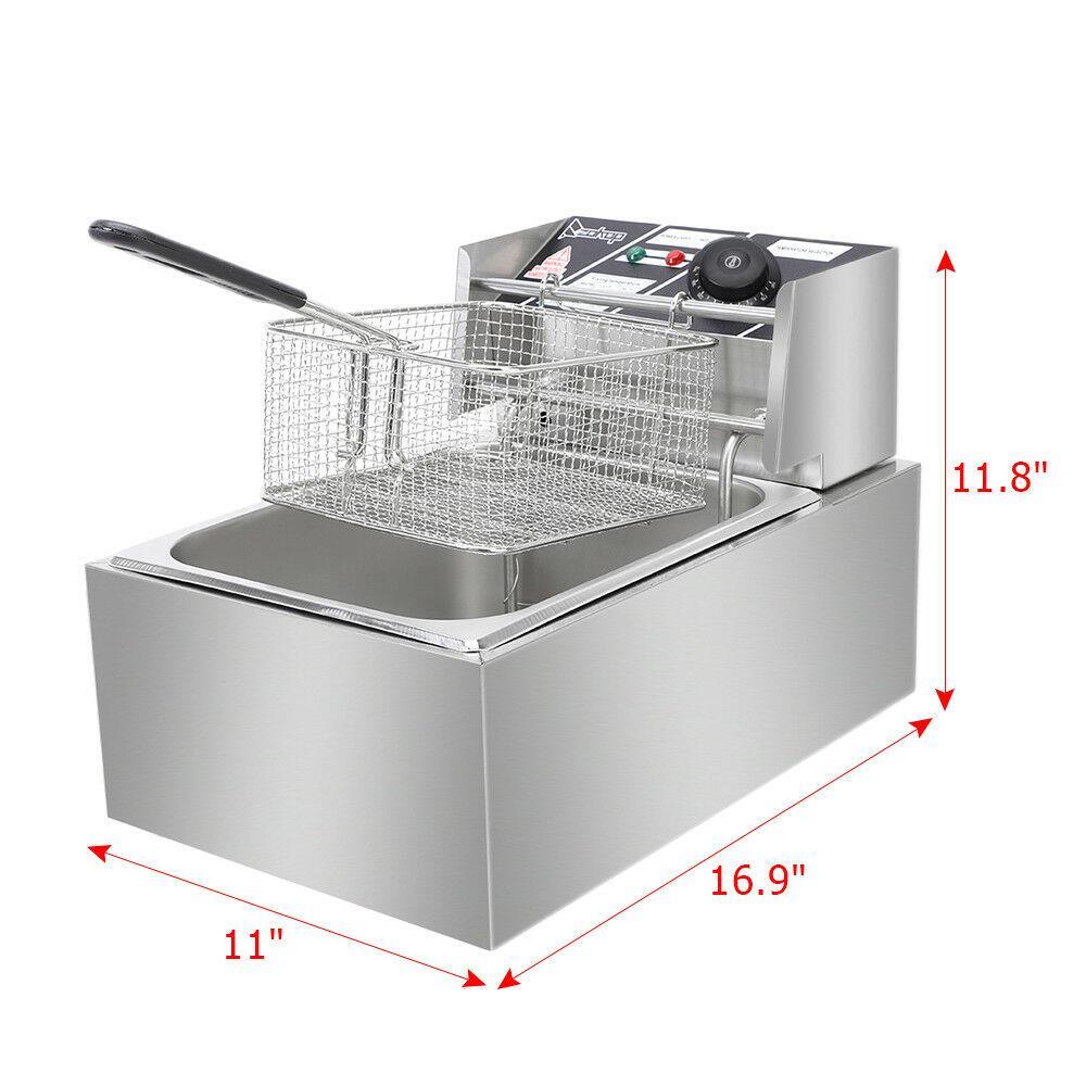 ZOKOP 6L 2500W Electric Deep Fryer Commercial Restaurant Basket Single Tank
