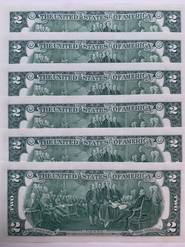 🇺🇸5 Notes Uncirculated Sequential Two Dollar Bills Special Price! Limited