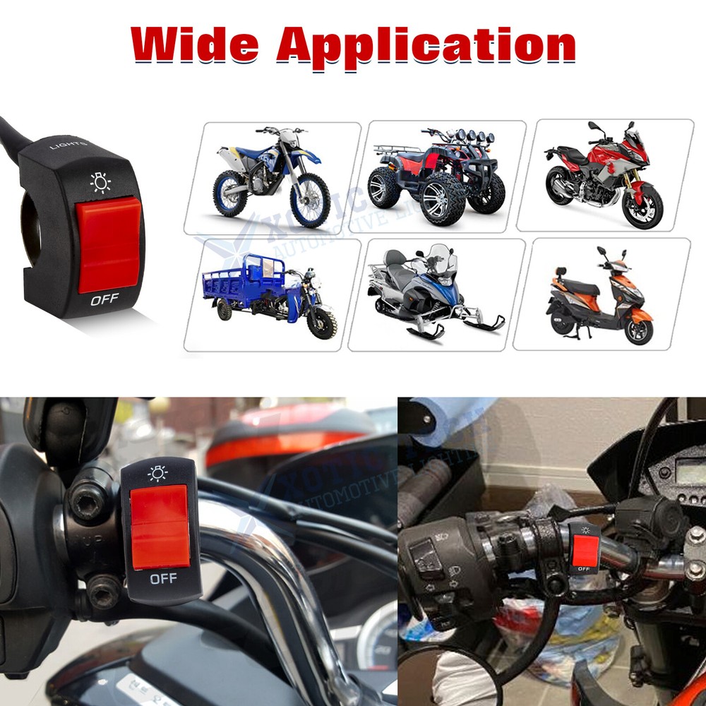 7/8inch Motorcycle Handlebar Switch Control Mount LED Headlight On/Off Button