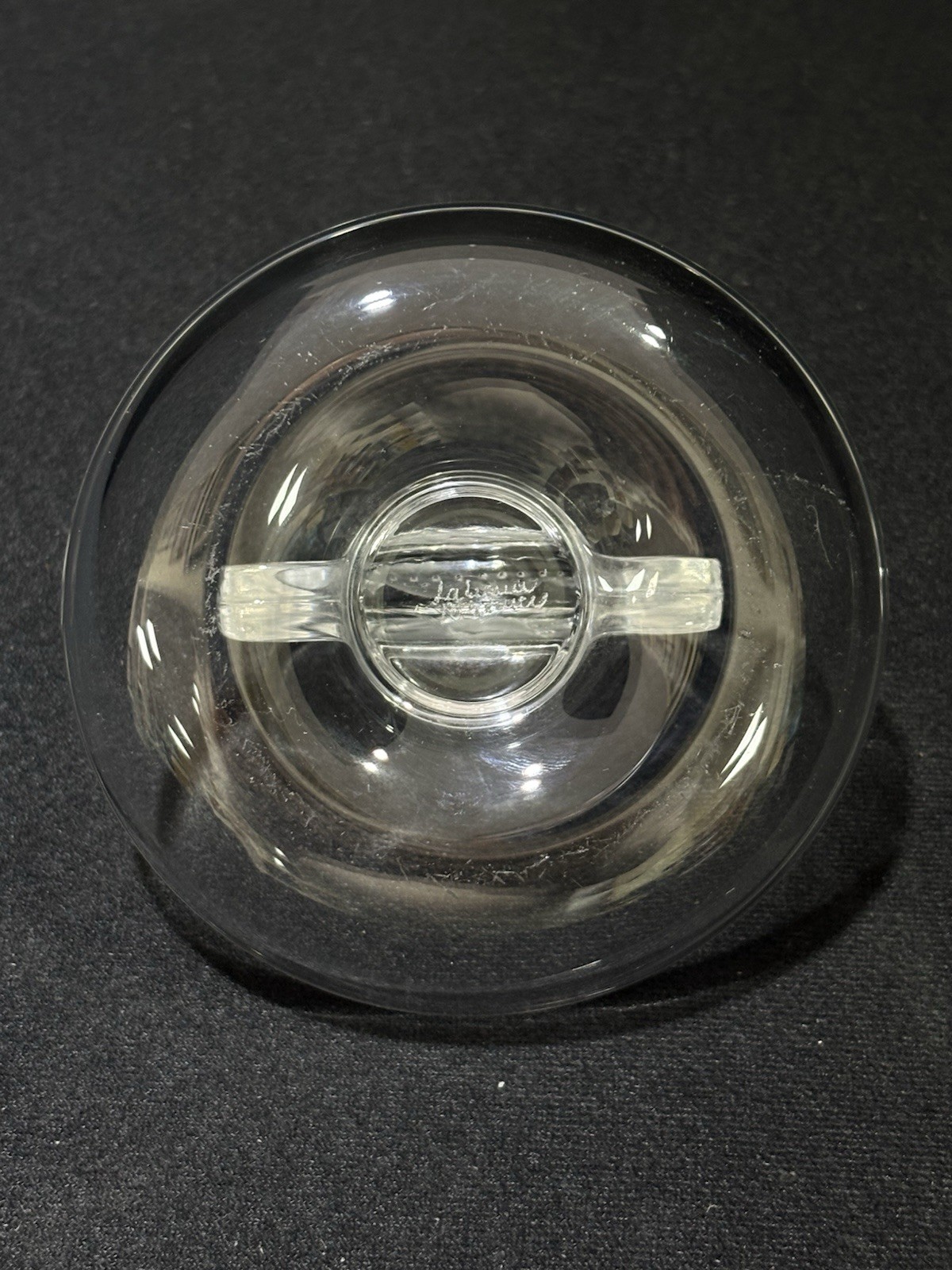Vintage Lalique France Crystal Ship Etched Trinket Ring Dish Holder Pin Tray