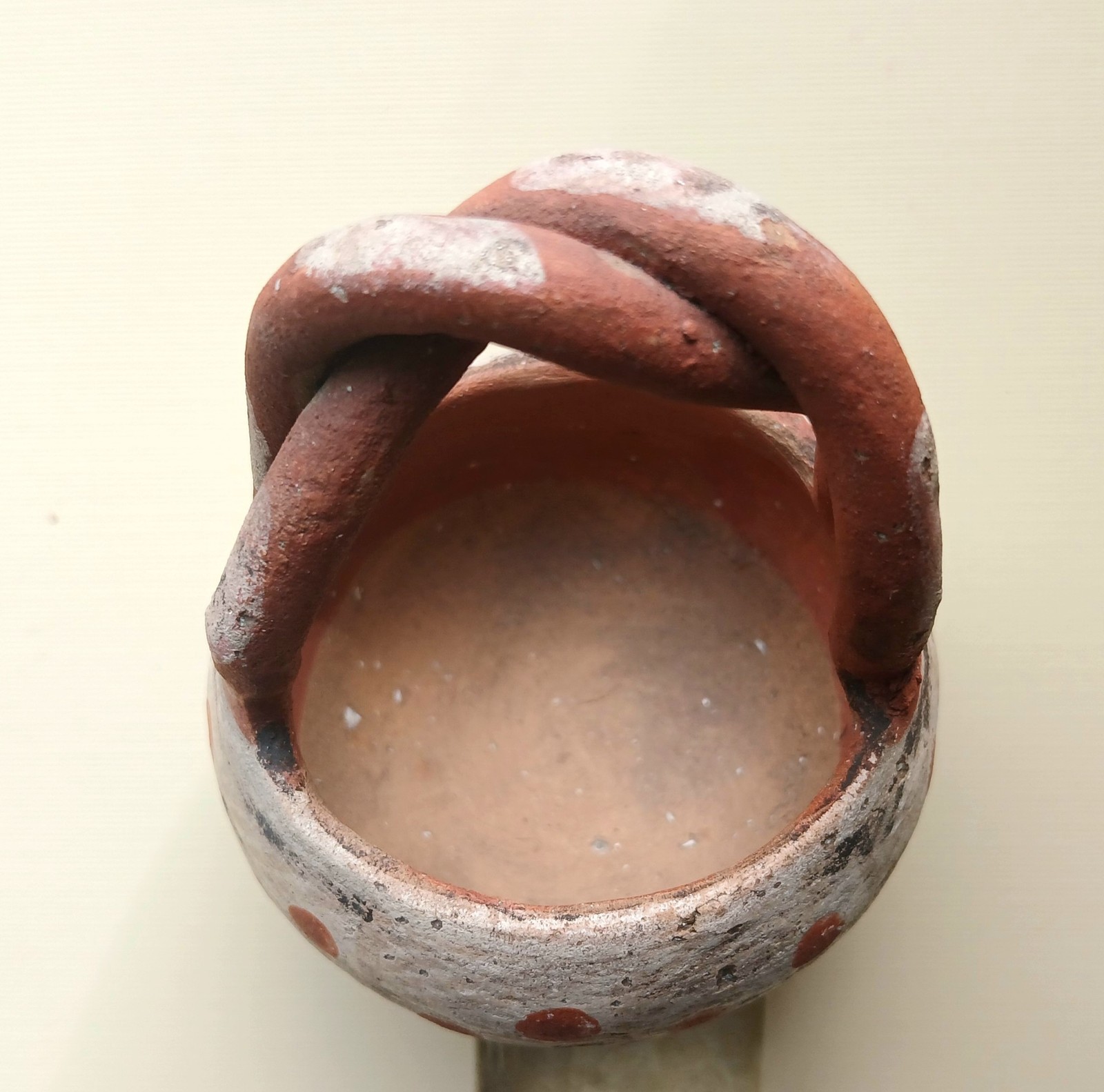 Antique Isleta Pueblo Pottery Basket Twist Handle, Hand Painted Designs, #1