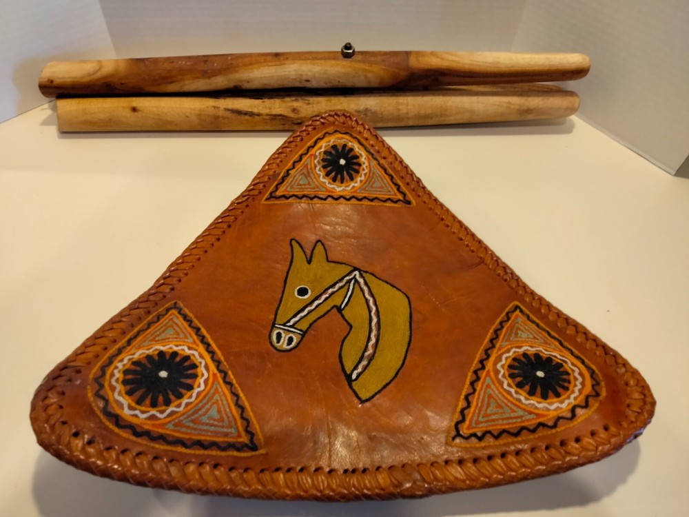 Hand Made Hand Sewn Camel Hide Trifold Camping Stool