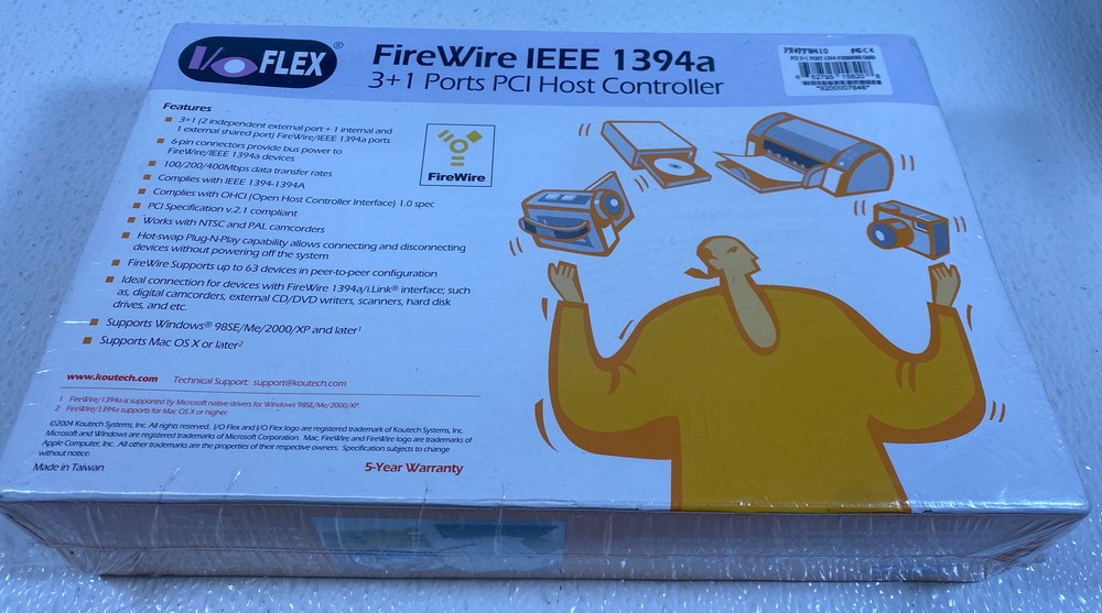 IO Flex FireWire IEEE 1394a Adapter 3+1 Ports PCI Host Controller