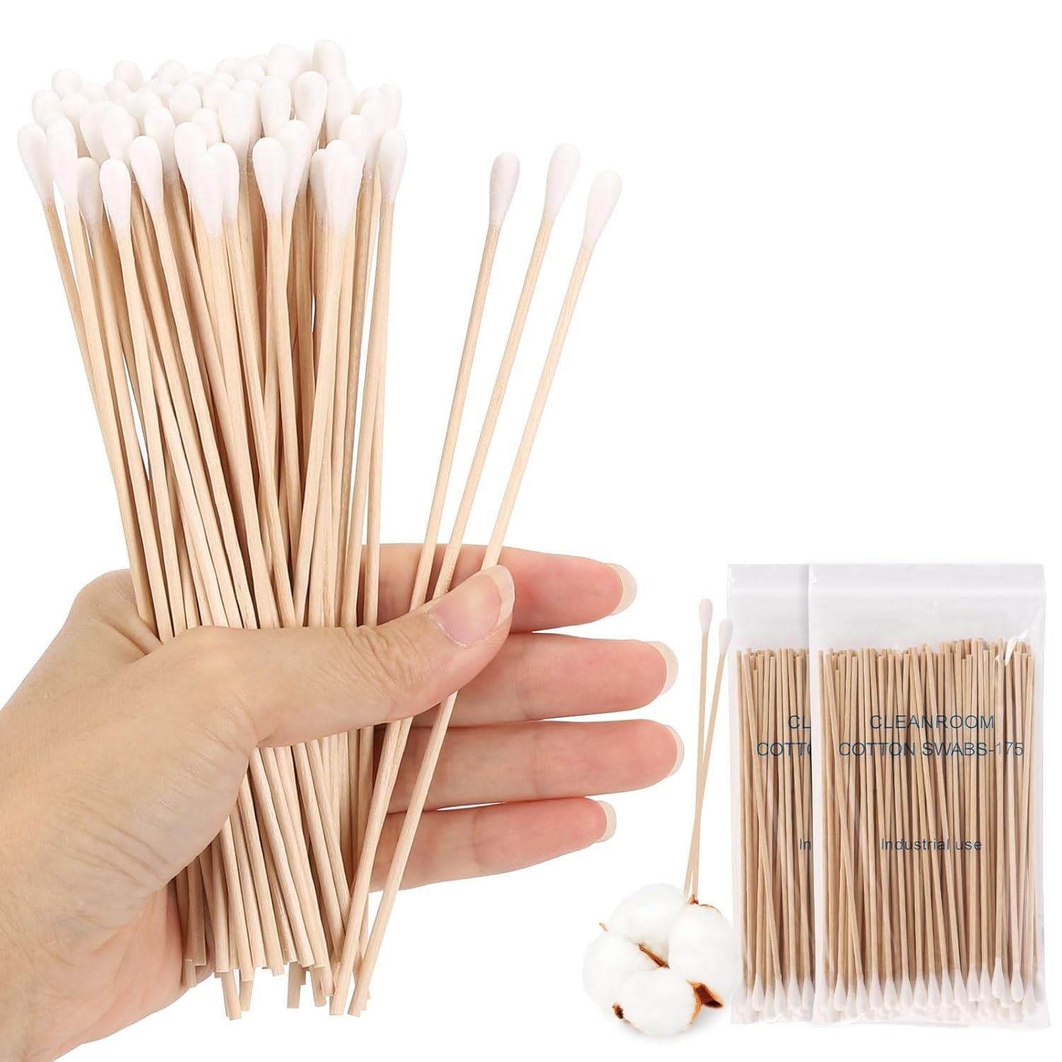 1200 Count Cotton Swabs 6 Inch Long Wooden Sticks Cleaning Applicators