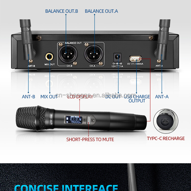Rechargeable Handheld Design Digital Professional Wireless Microphone Mic System