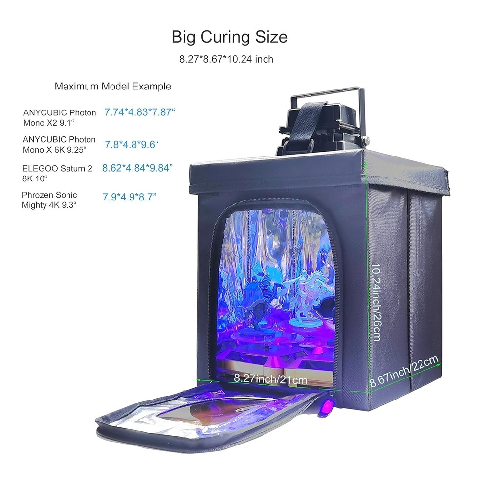 Foldable 3D Printer Curing Station with Replaceable UV Lamp - Space Efficient