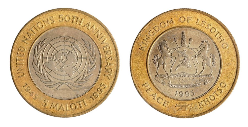 Lesotho 5 Maloti, 1995, KM #67, Mint, Commemorative