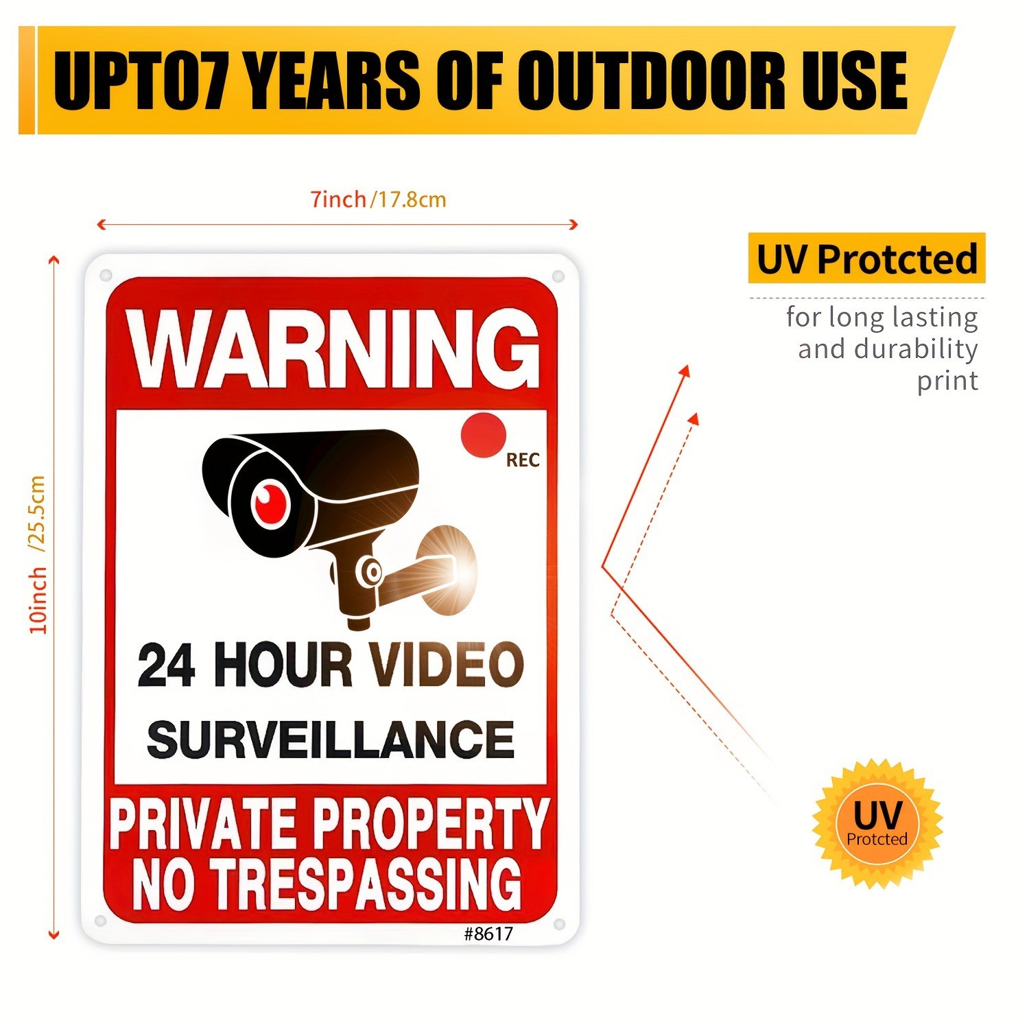 2-Pack Warning Security Cameras In Use Sign Video Surveillance Sticker Signs