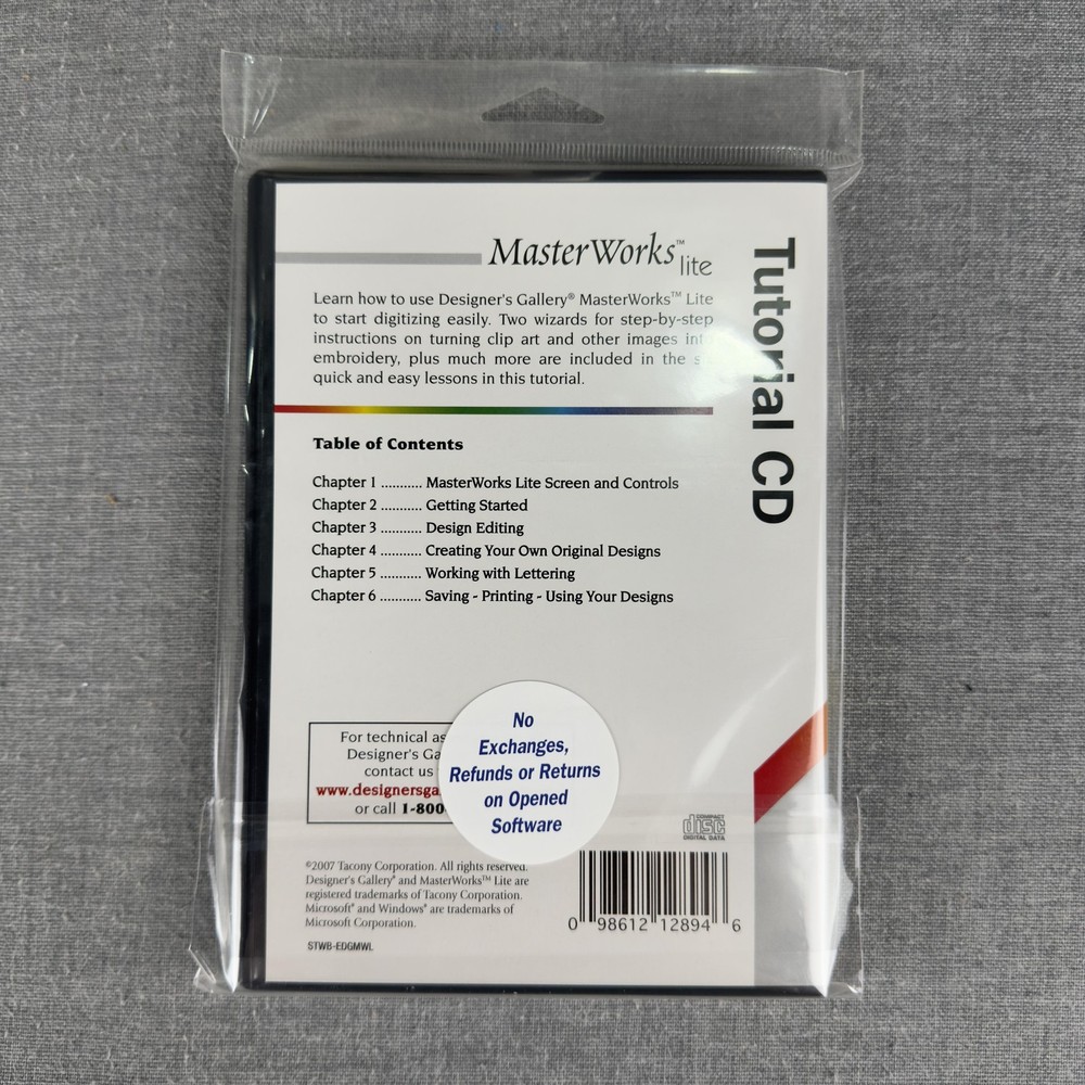 Designer's Gallery MasterWorks lite Embroidery Digitizing Software Windows CD