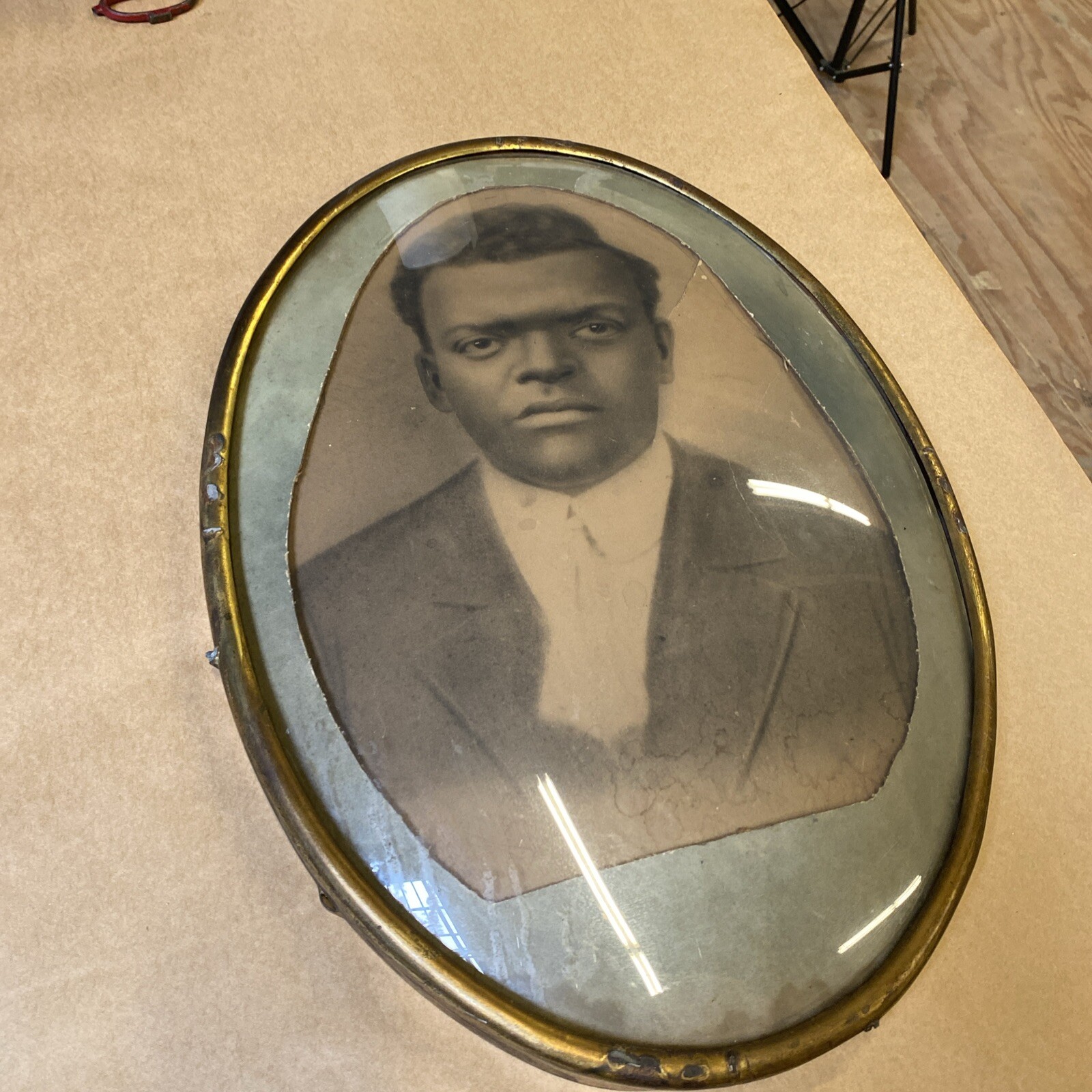 Late 19th, Early 20th Photo/Print African American Man / Bubble Convex Glass,