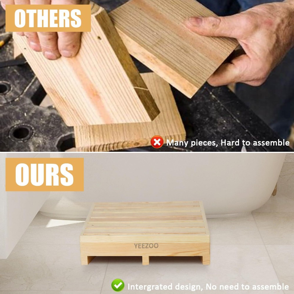 Wooden One Step Stool Solid Pine Wood Step Riser With Nonslip Pads Wood Step Sto