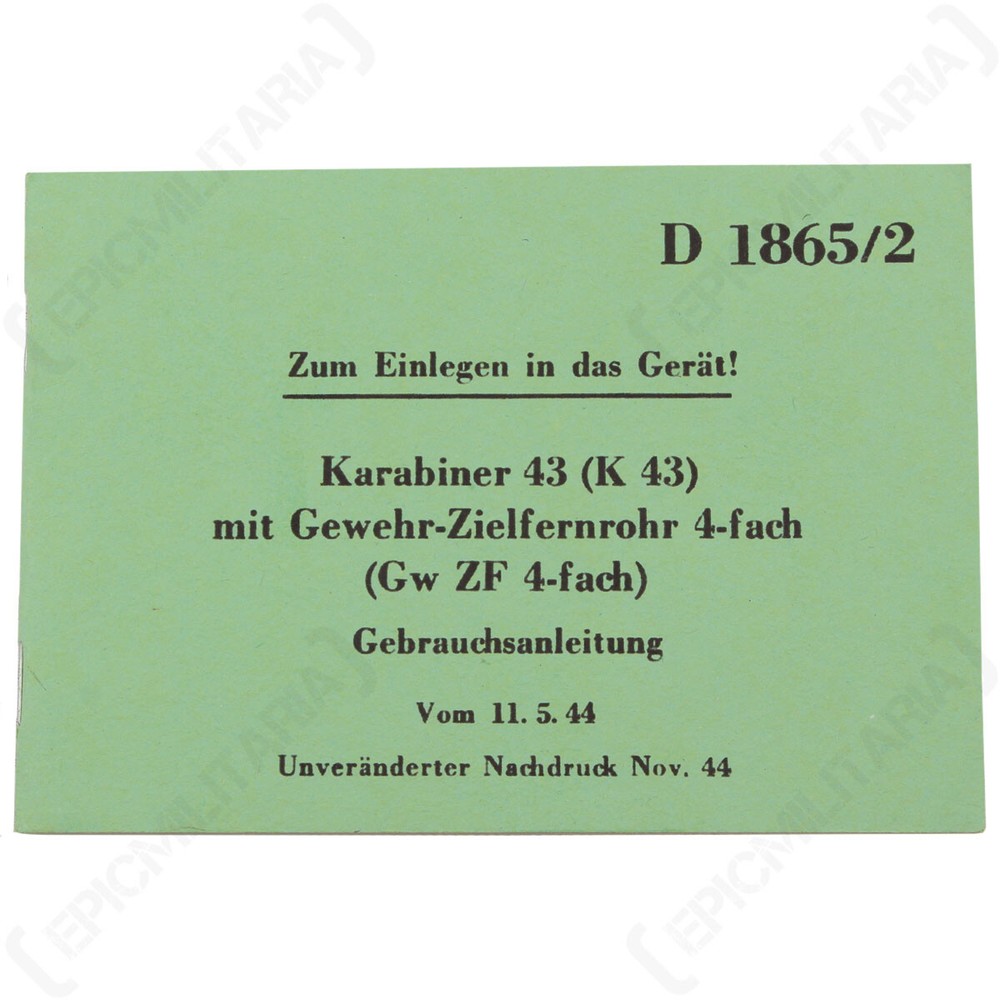 Reproduction WW2 German Soldiers Gewehr 43 & Karabiner 43 Manual