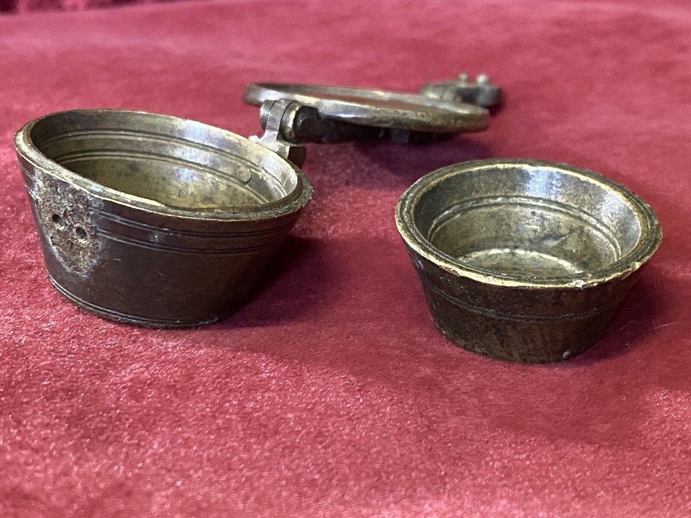 Antique Bronze Scale Weights In OZ Stacking Pots