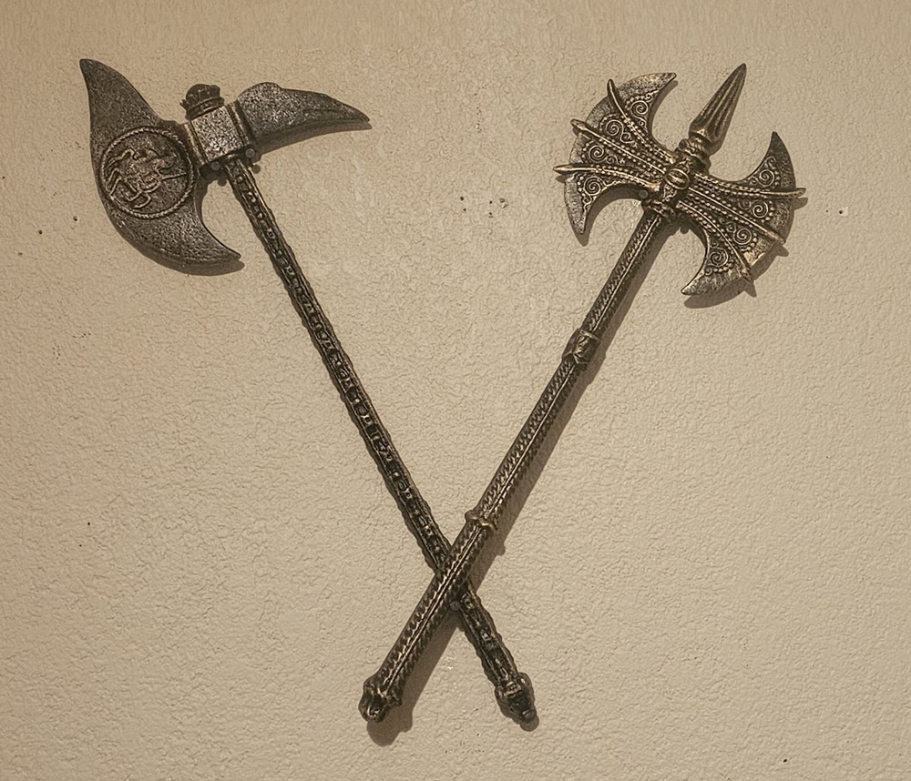 Two Medieval Cast Iron Battle Axes
