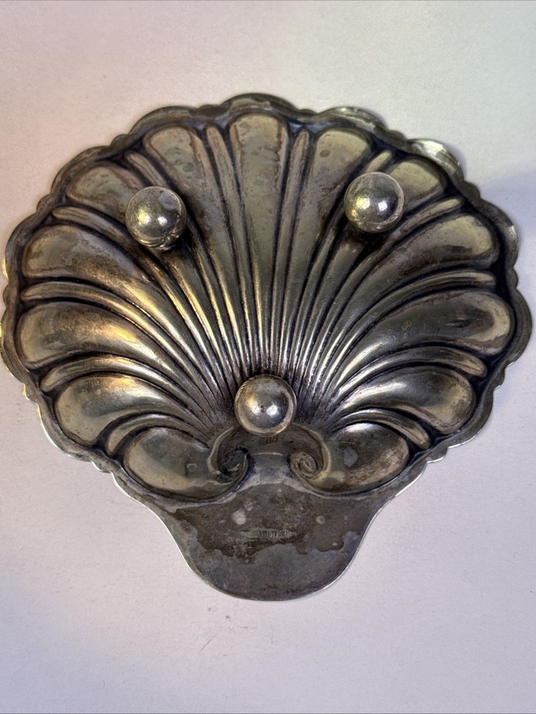 Shell Shaped Silver Plated Footed Trinket Candy Dish.