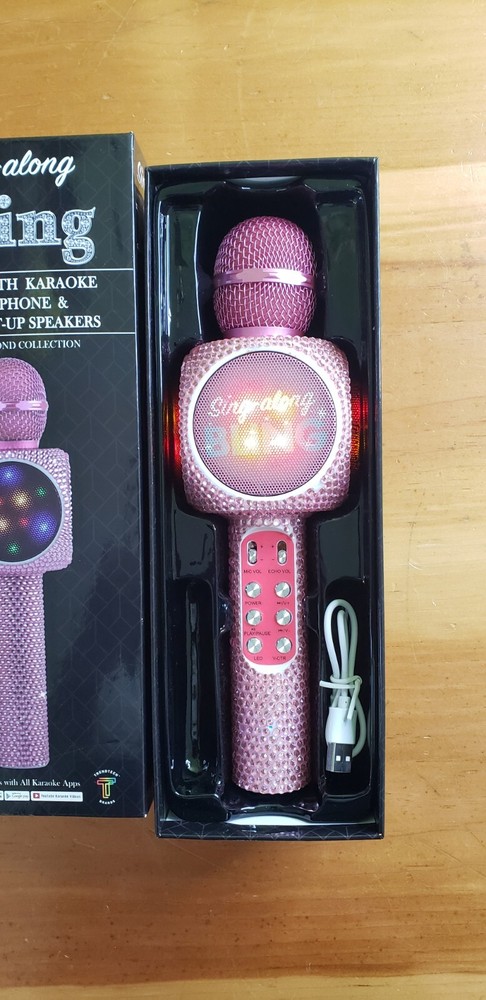 Pink Bling Karaoke Microphone & Bluetooth Speaker