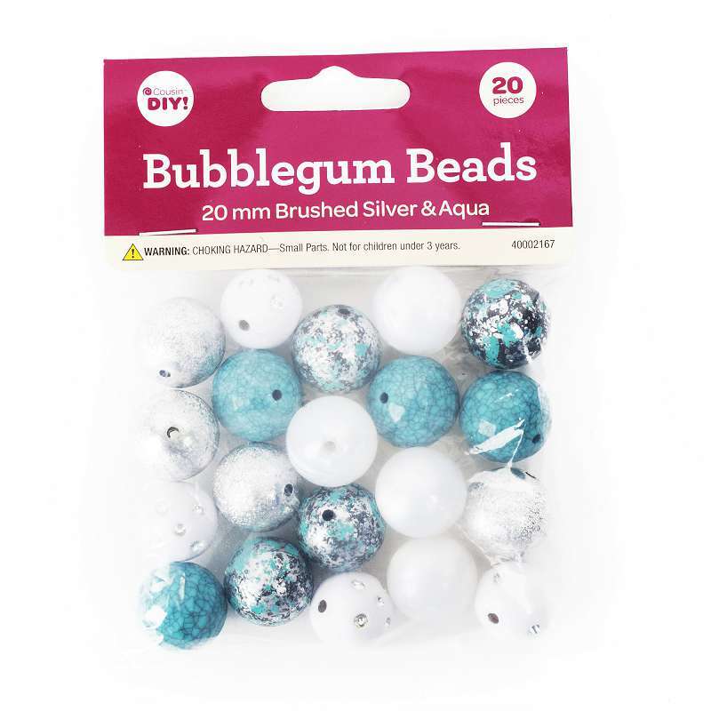 CousinDIY Bubblegum Bead 20mm 20/Pkg-Brushed Silver