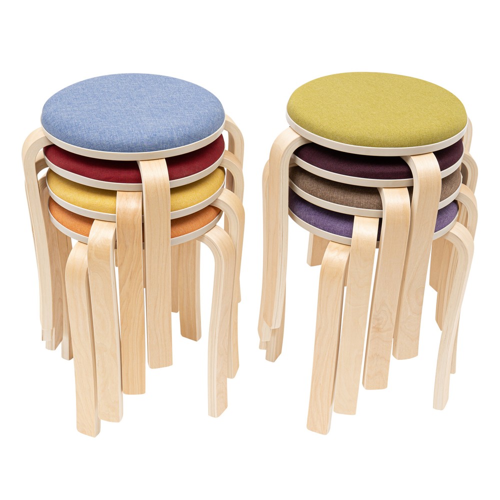 8pcs Stackable Stools Stackable Round Stools Mutil-color Stacking Wooden Stools