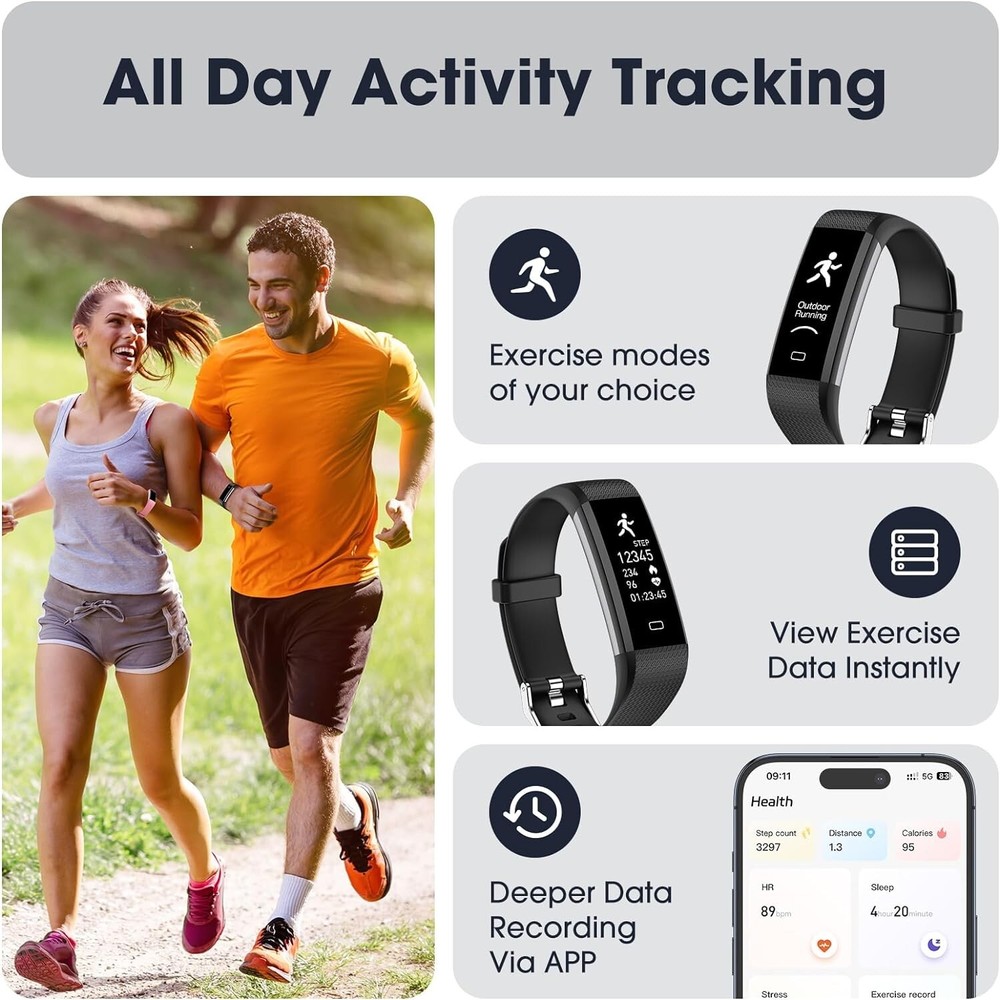 ⌚ Fitness Tracker with Step Counter/Calories/Stopwatch, Activity Tracker ⌚