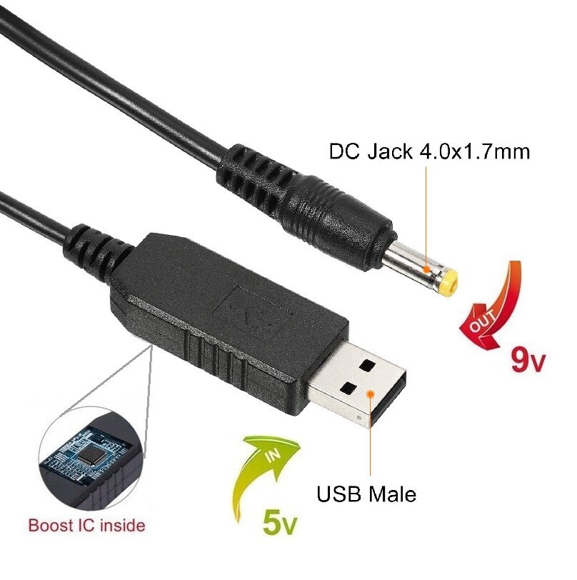 USB to DC Power 4.0x1.7mm Barrel 5-9V 3.3mm diameter Charging Cable Cord