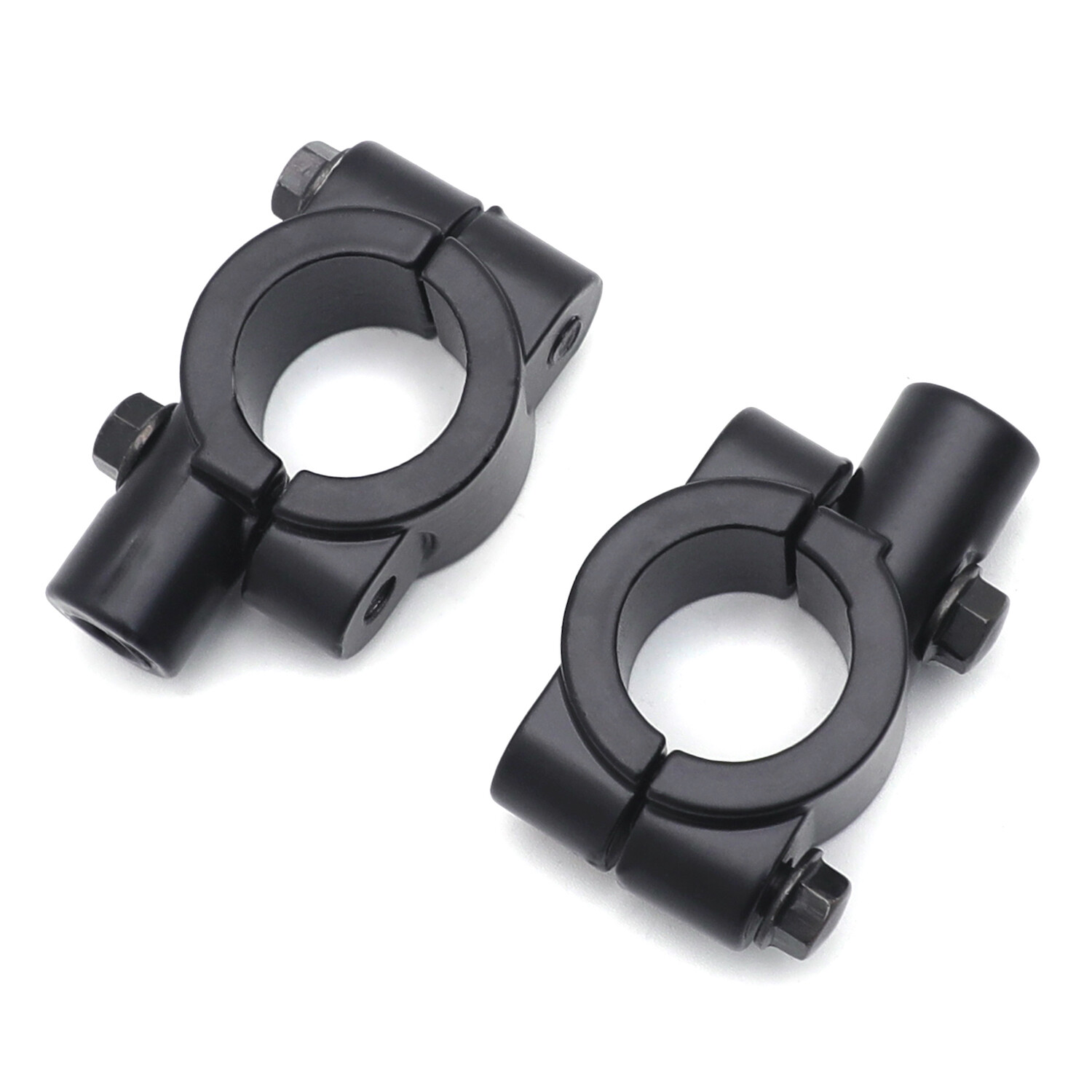 Black 1" 25mm Motorcycle HandleBar 10mm Mirror Thread Mount Holder Clamp Adaptor