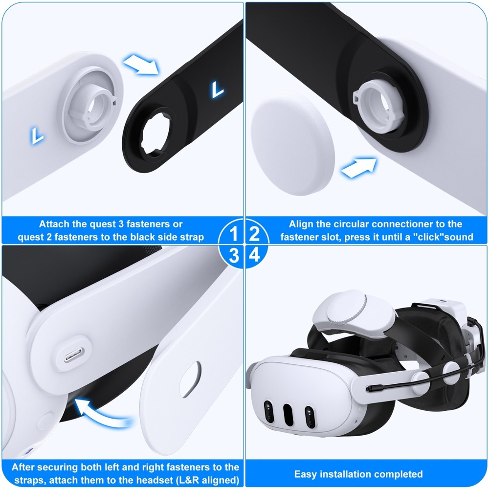 Head Strap for Meta Quest 3S/3/2, Adjustable Elite Strap with 7500mAh Detachable