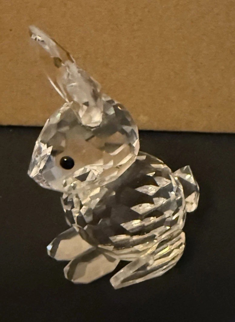 Swarovski Crystal Mother Rabbit Bunny Figurine w/ Black Eyes
