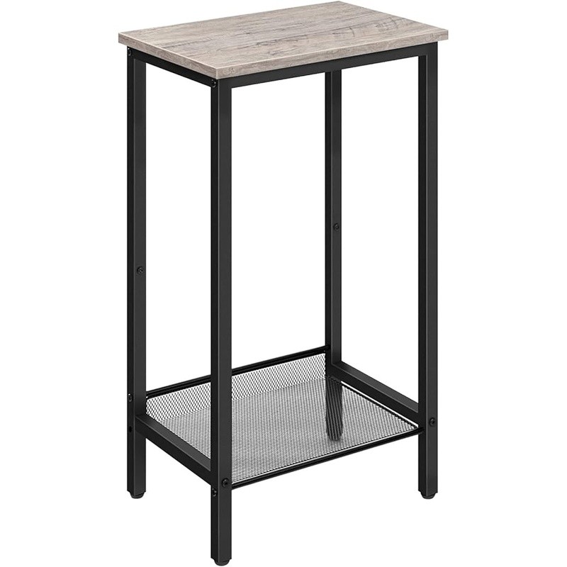 Tall Side Table Adjustable Height Rustic Industrial Nightstand Entryway Storage