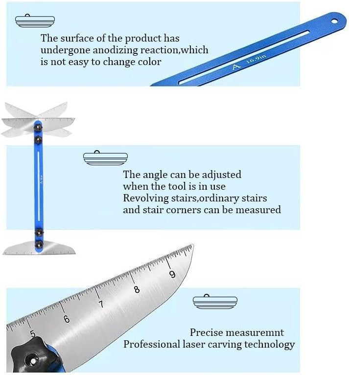 Versatile Stair Tread Measuring Tool - 0-30° Angle Adjustable and Easy to Use