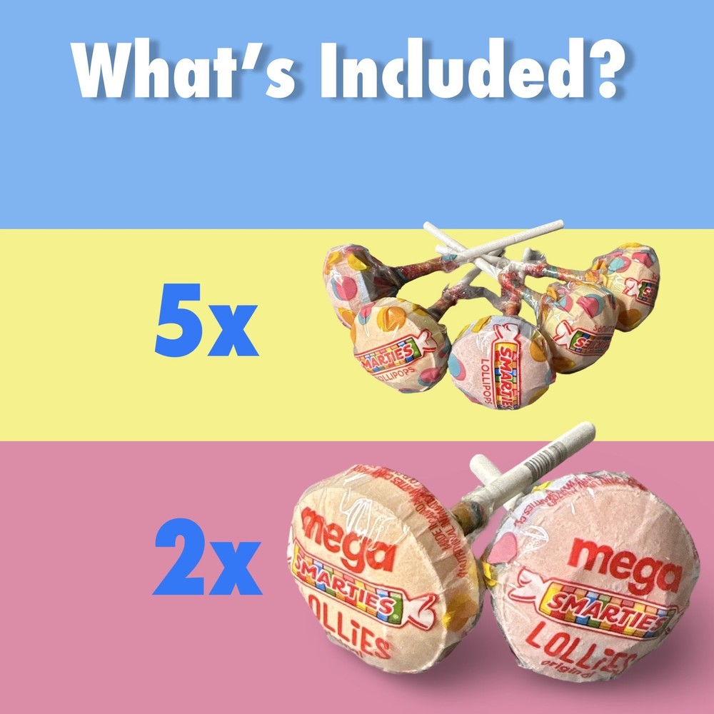 Smarties Candy Ultimate Variety Pack includes Mega Roll, Giant Roll, Mega Lollip