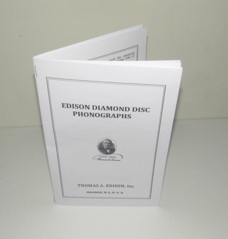 Edison Diamond Disc Phonograph Instruction Manual Reproduction