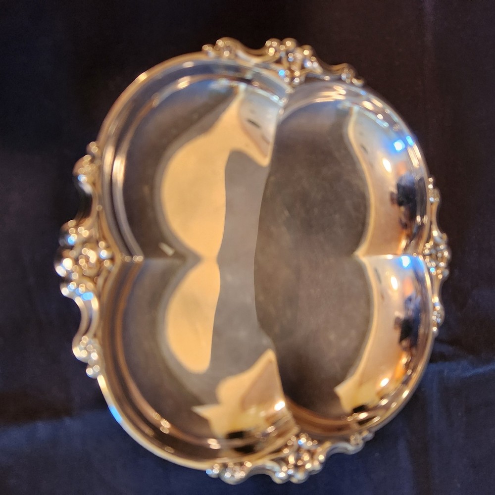 Vintage Clover Shaped Silverplate Tray 7" Diameter