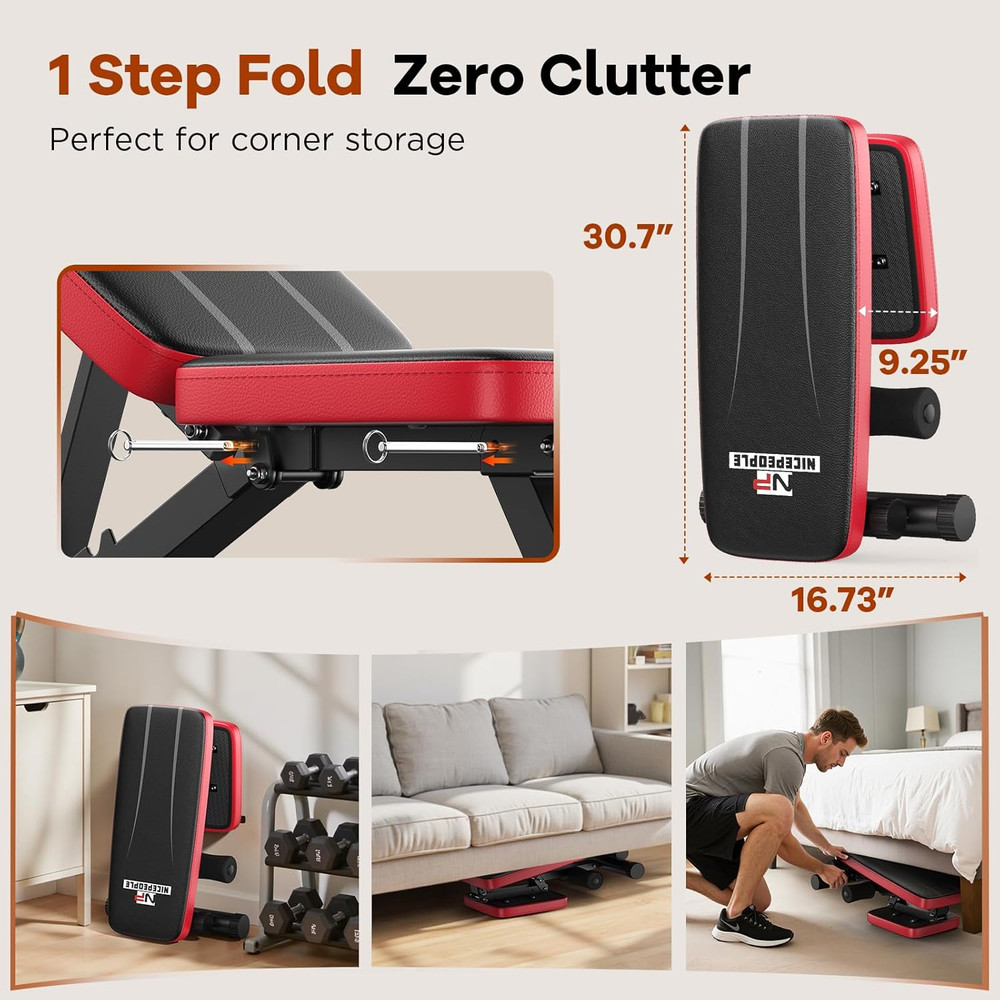 Adjustable Weight Bench for Home Gym Foldable Strength Training Workout Bench