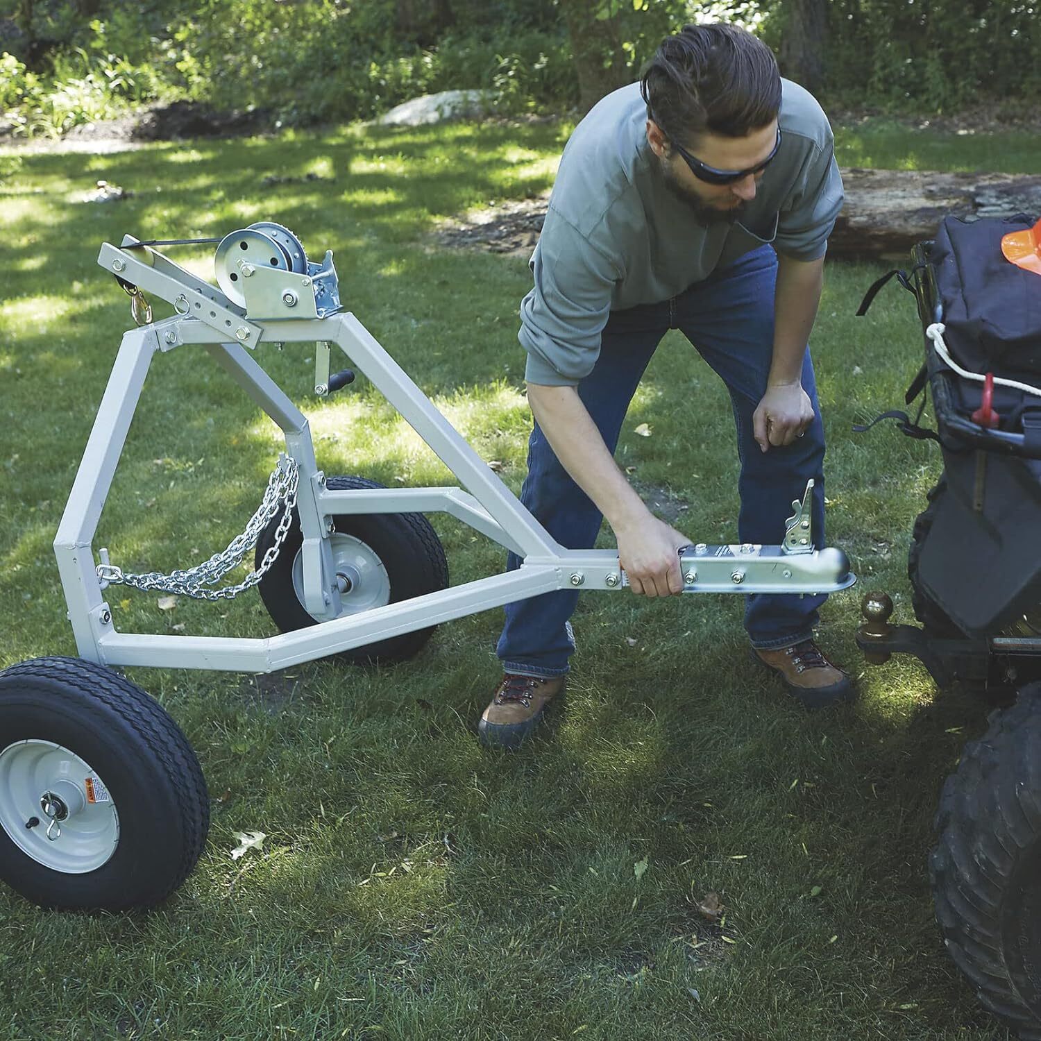ATV Log Skidding Arch 1000-lbs Capacity 18in Dia. Heavy Duty Log Wood Transport