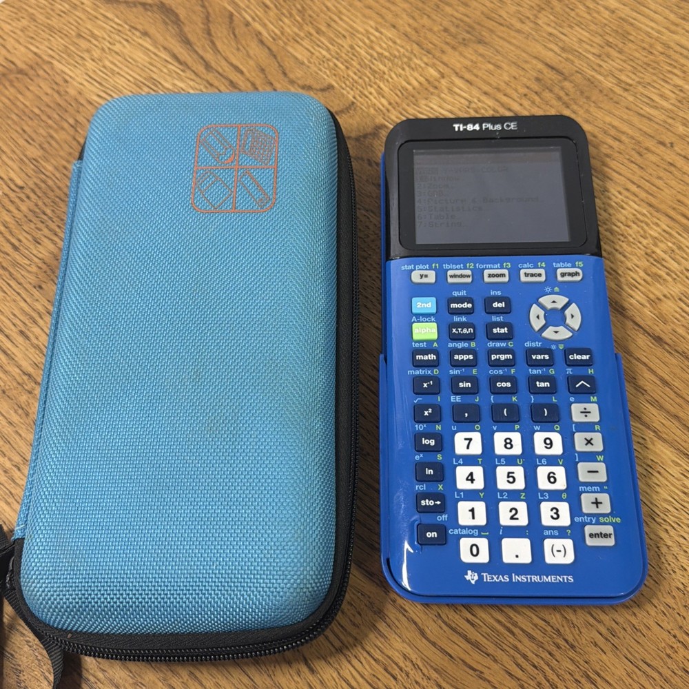 Texas Instruments TI-84 Plus CE Graphing Calculator - Blue With Case
