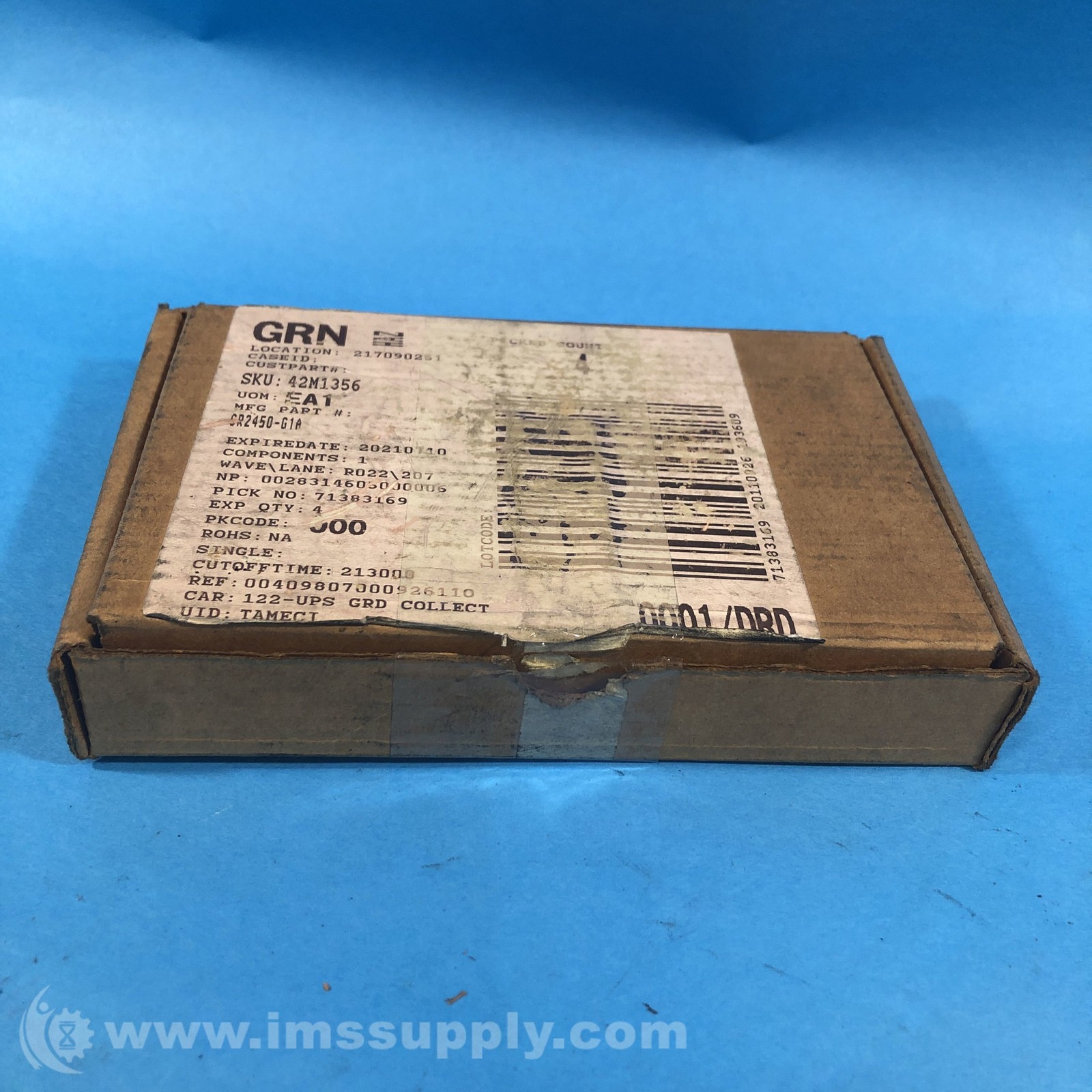 Panasonic CR2450-G1A Box of 4 Batteries, 3 V, Coin Cell, Lithium FNOB