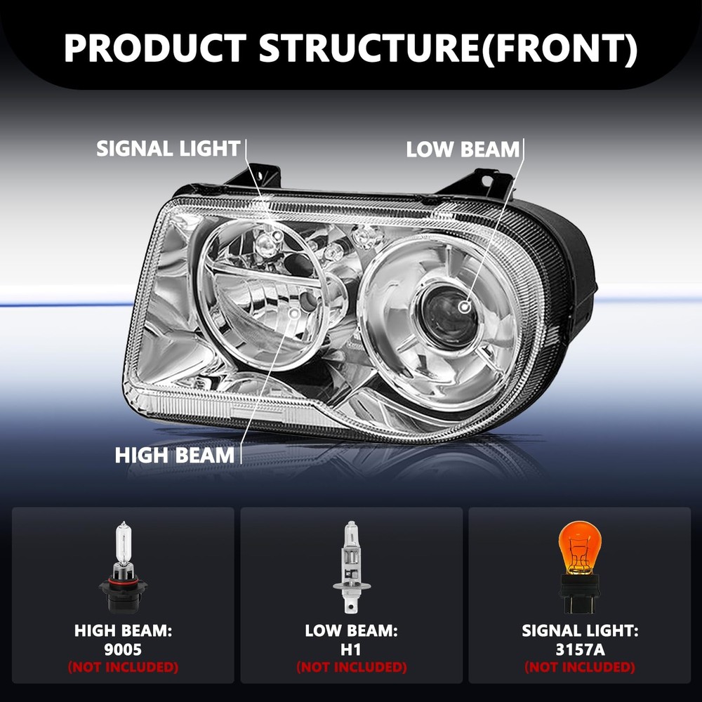 Projector Headlamp Assembly for 300C 2005 2010 Halogen Left Right