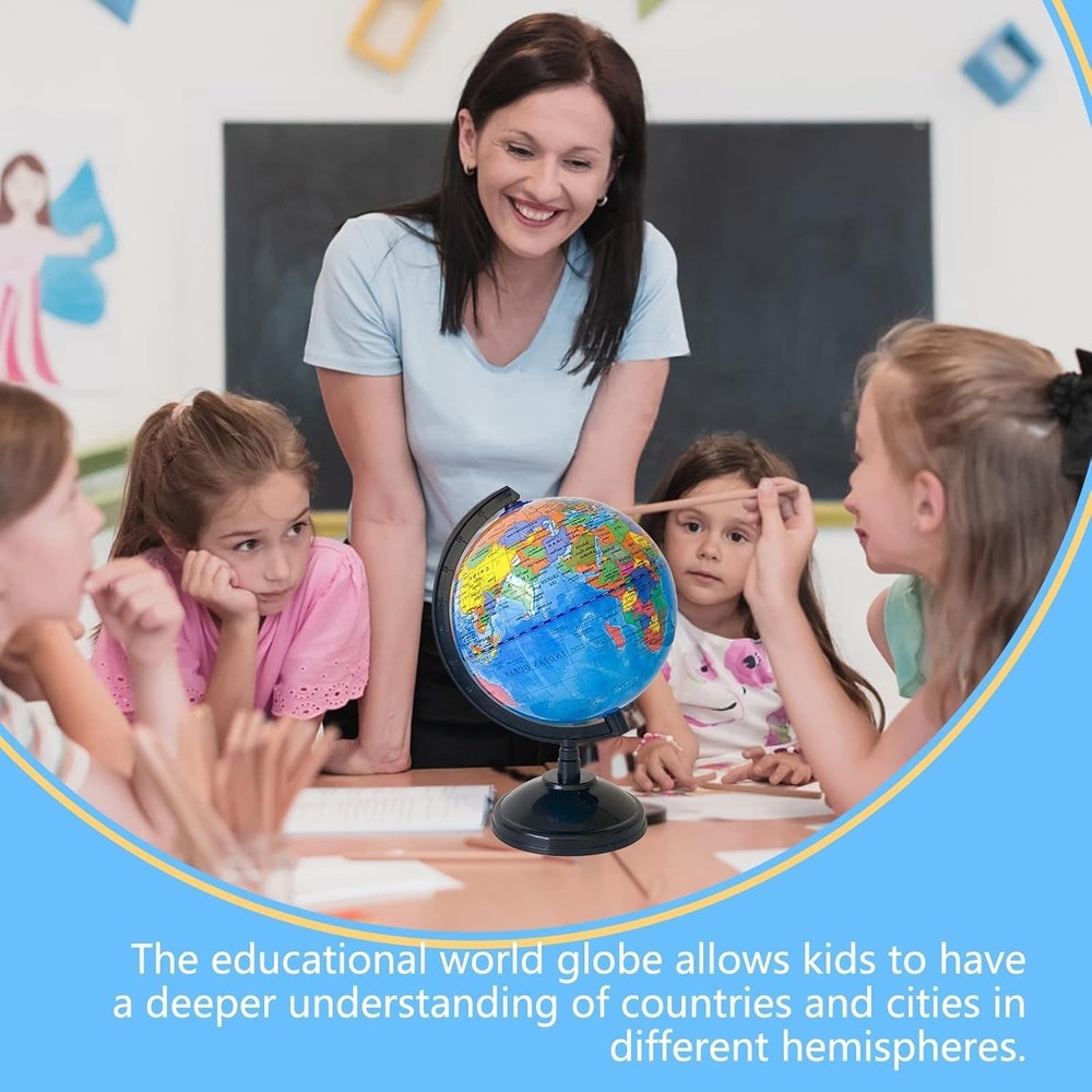 WORLD GLOBE EARTH TOP Map Rotating Geography Ocean Classroom Learning Desktop