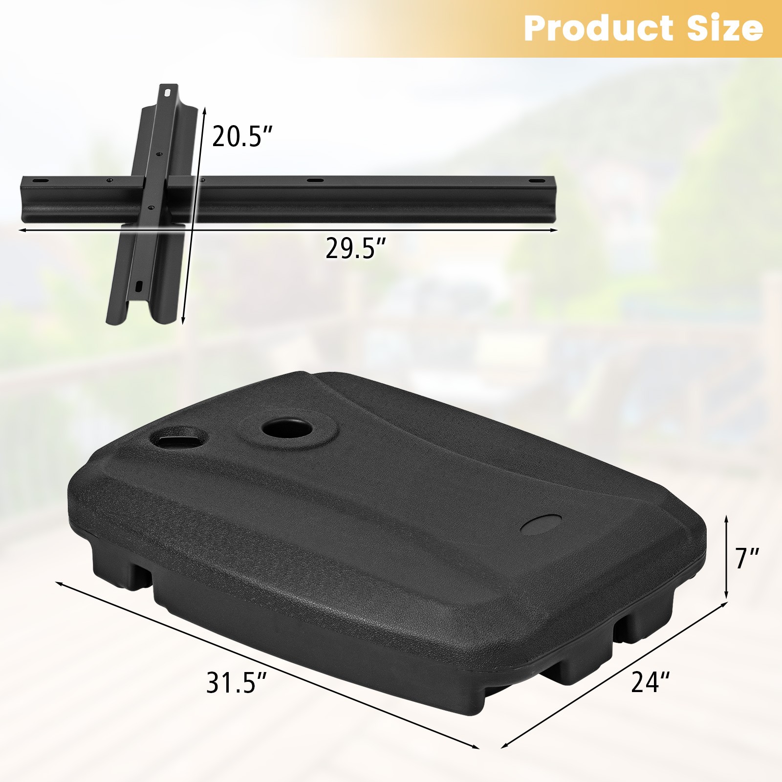 Patio Cantilever Offset Umbrella Base Stand Heavy Duty Cross Base Wheels Outdoor