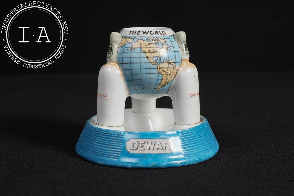 Dewar’s White Label Figural Globe Ceramic Match Holder
