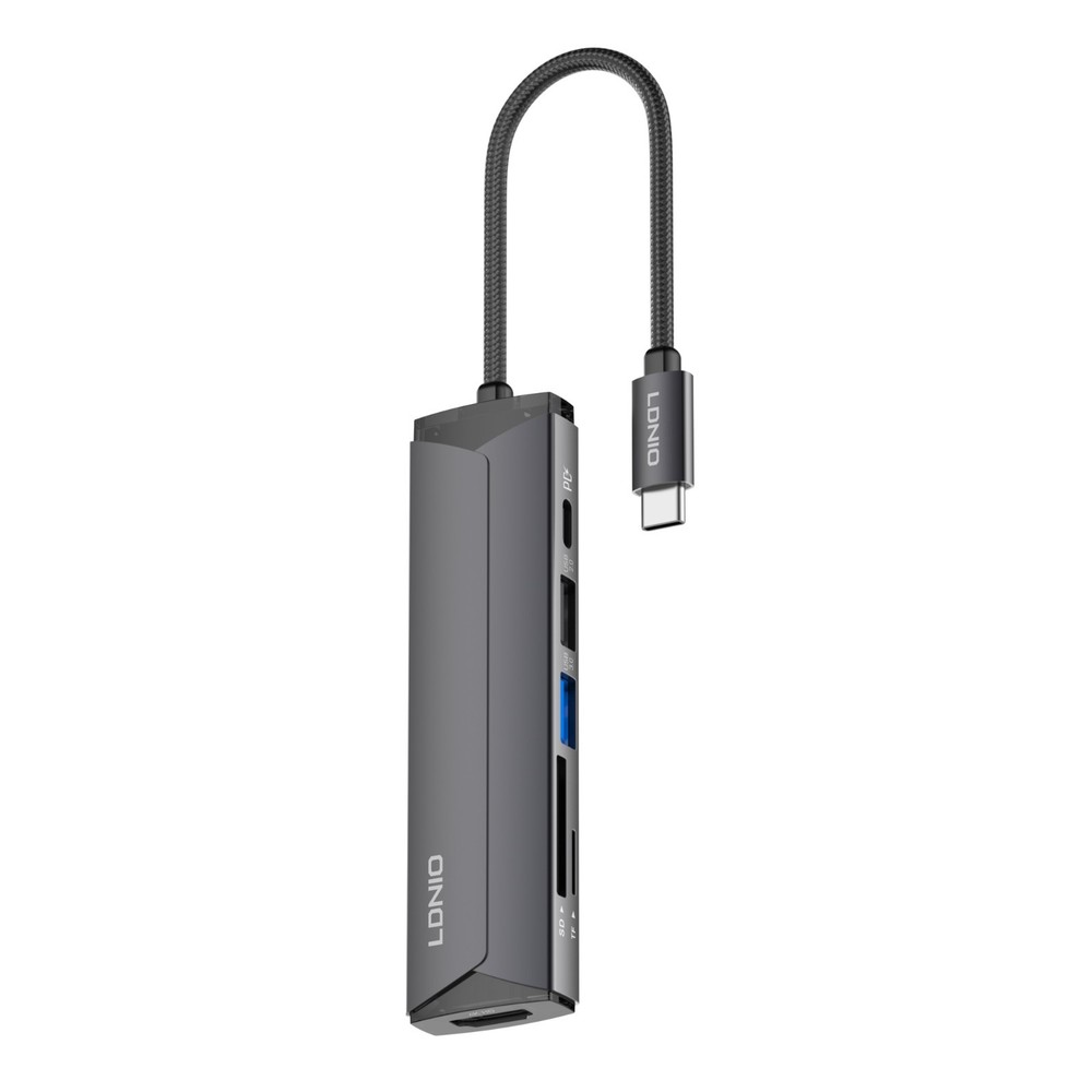 6 in 1 USB-C Multi-function Docking Station PD100W Type-C HDMI SD TF, 2x USB-A