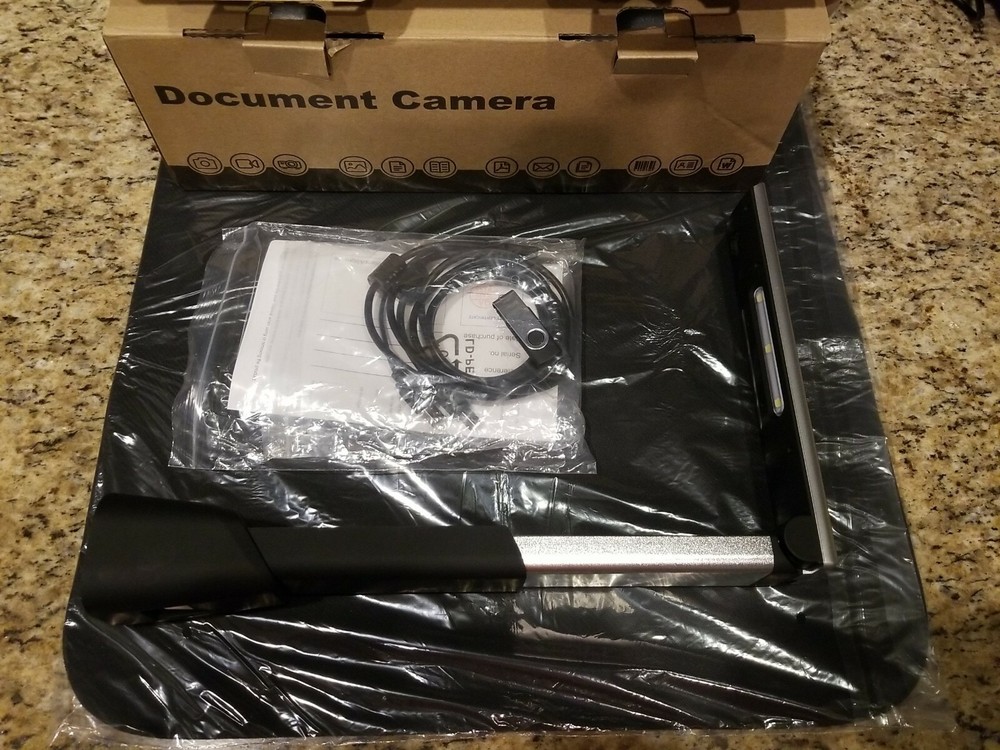 Document Camera Scanner Visual Presenter w/ Mat, LED Light, Microphone Portable