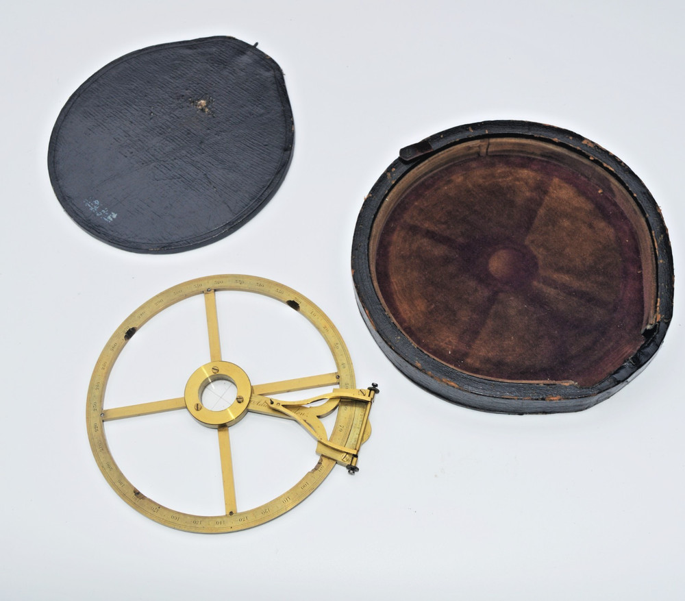 A fine 6" single arm protractor by Adie.